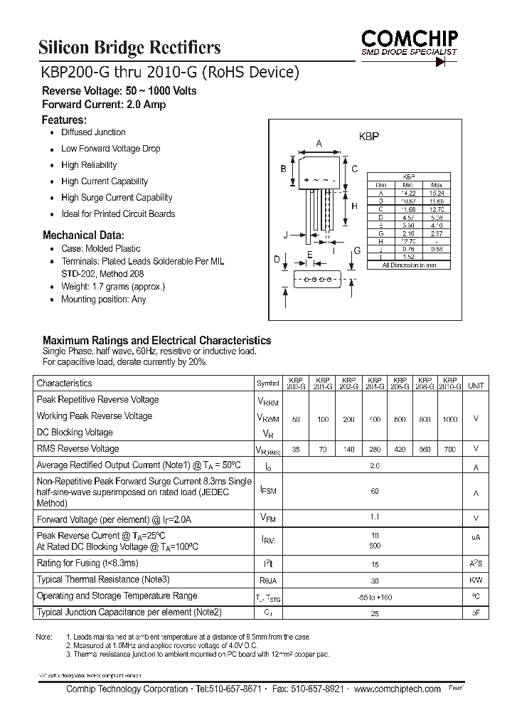 KBP200-G_1259859.PDF Datasheet