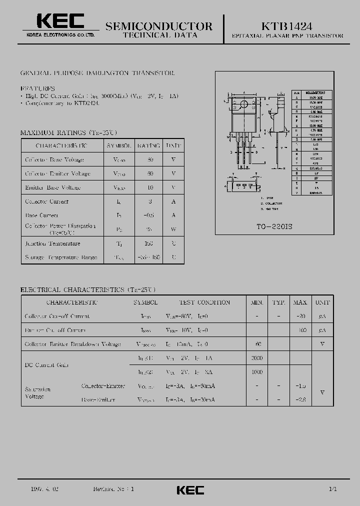 KTB1424_1261634.PDF Datasheet