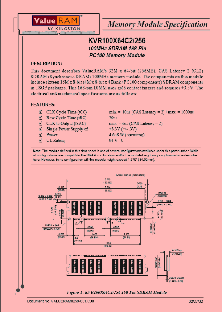 KVR100X64C2256_1261919.PDF Datasheet