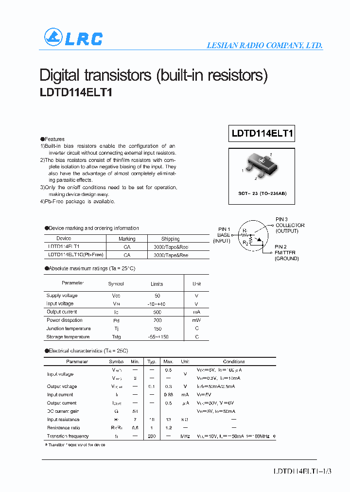 LDTD114ELT1G_1264262.PDF Datasheet