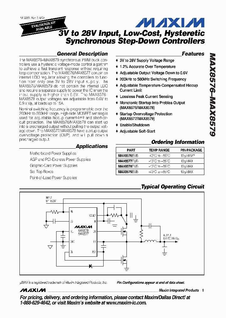 MAX8579EUB_1274087.PDF Datasheet