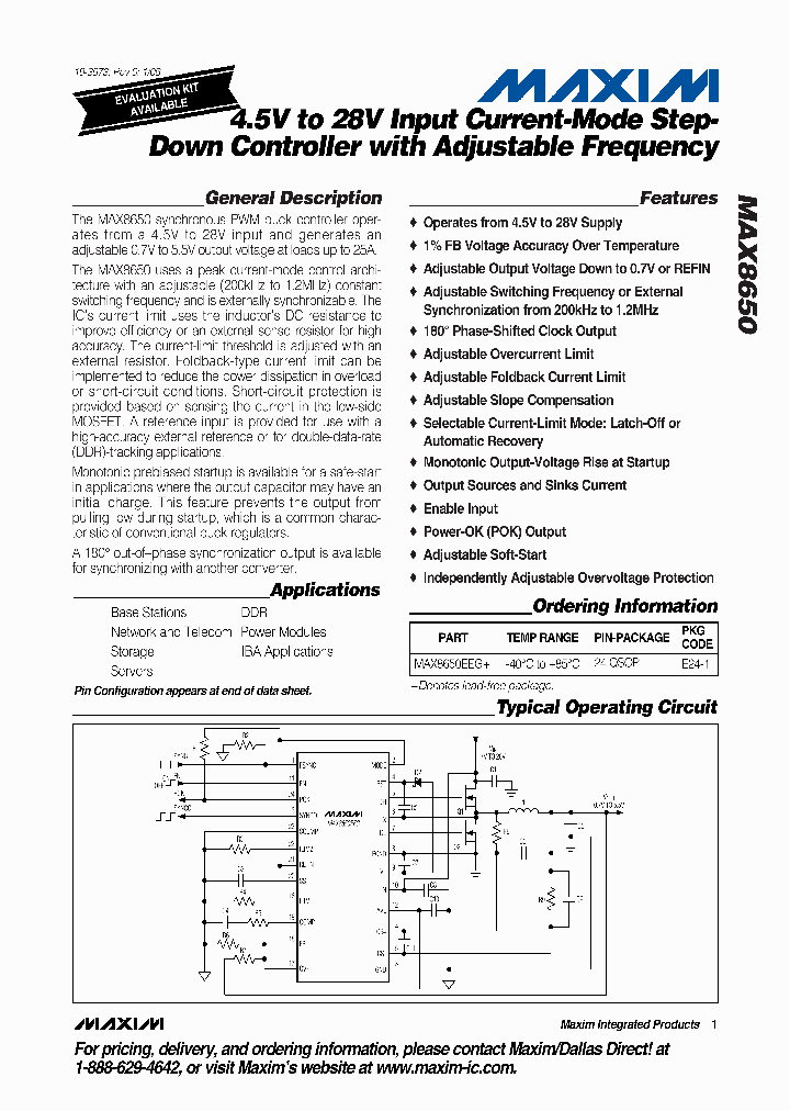 MAX8650EEG_1274112.PDF Datasheet