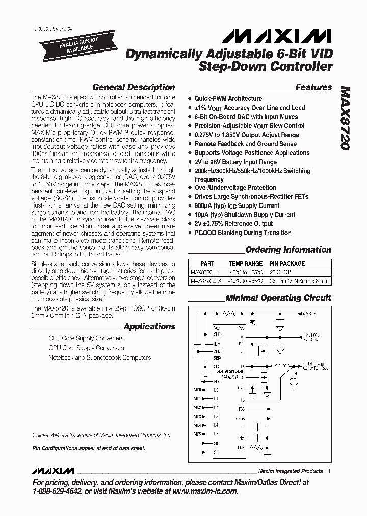 MAX8720ETX_1274124.PDF Datasheet