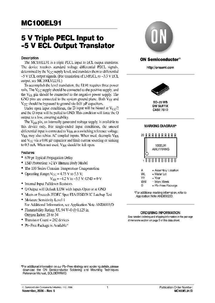 MC100EL91DW_751069.PDF Datasheet