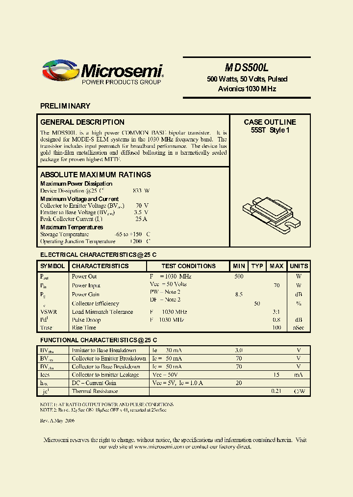 MDS500L_1278294.PDF Datasheet