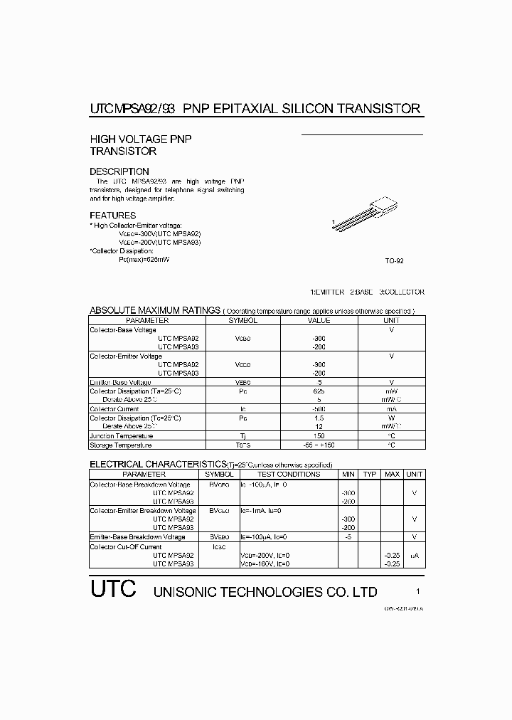 MPSA92_1085626.PDF Datasheet