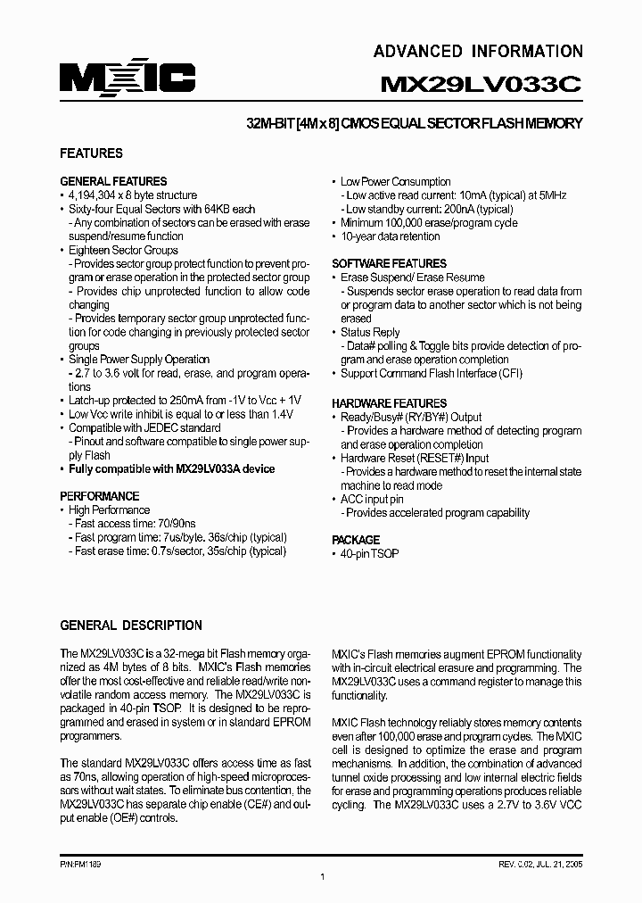 MX29LV033CTI-90G_1286695.PDF Datasheet