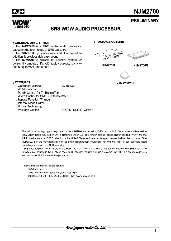 NJM2700L_1288905.PDF Datasheet