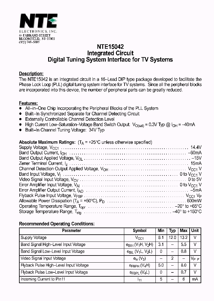 NTE15042_1290151.PDF Datasheet