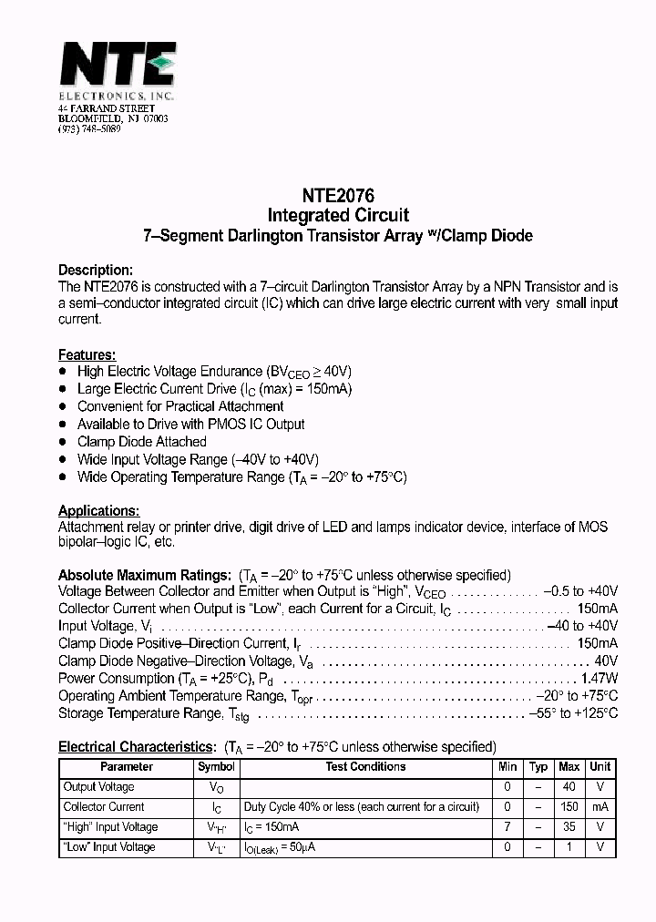 NTE2076_1290474.PDF Datasheet