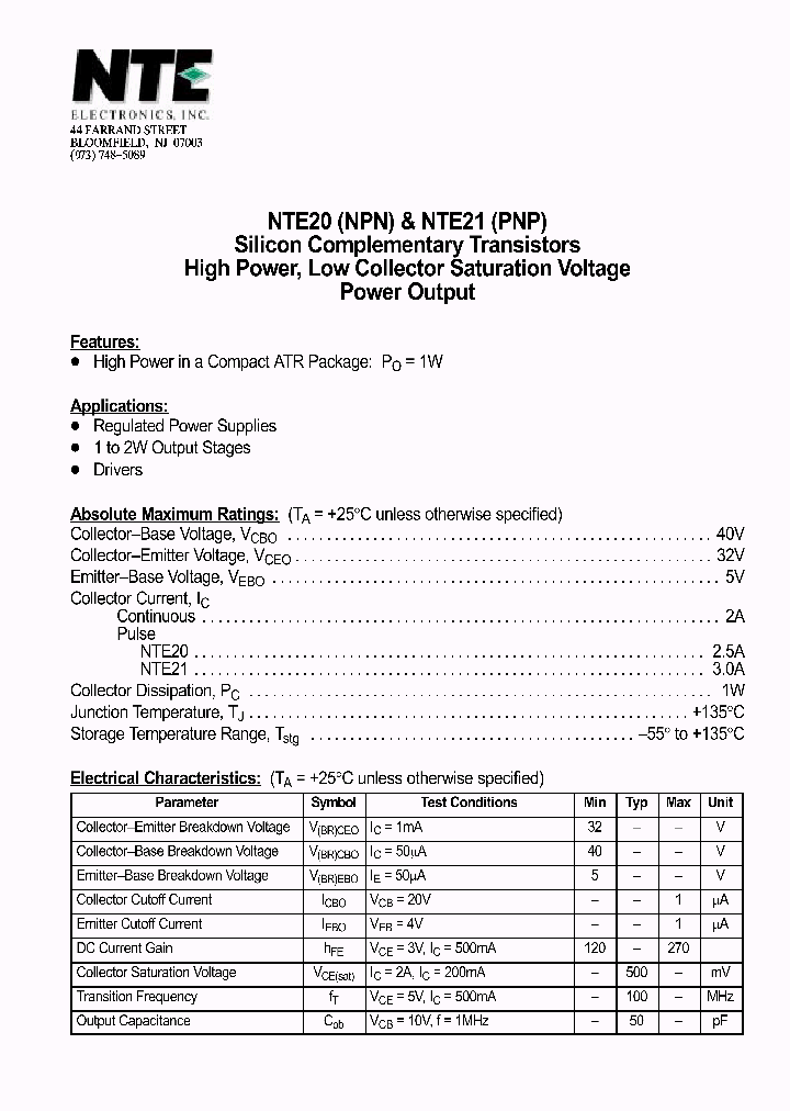 NTE21_1290483.PDF Datasheet