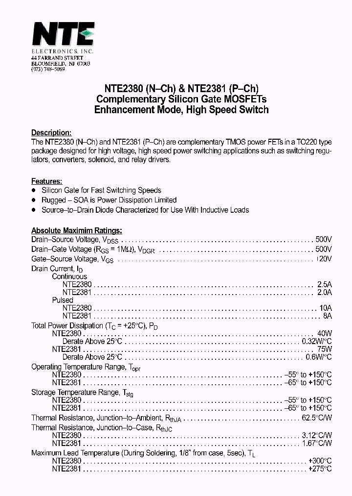 NTE2381_1290572.PDF Datasheet