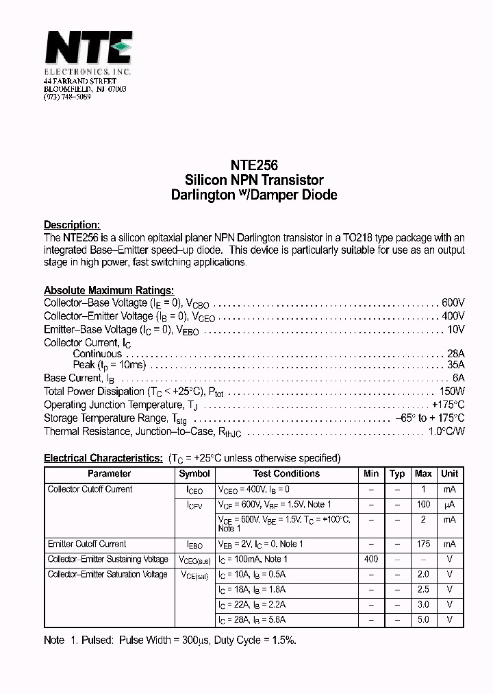 NTE256_1187250.PDF Datasheet