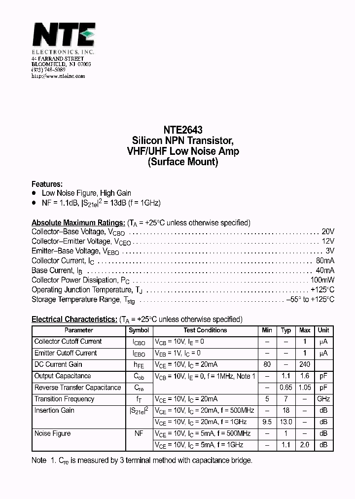 NTE2643_1290680.PDF Datasheet