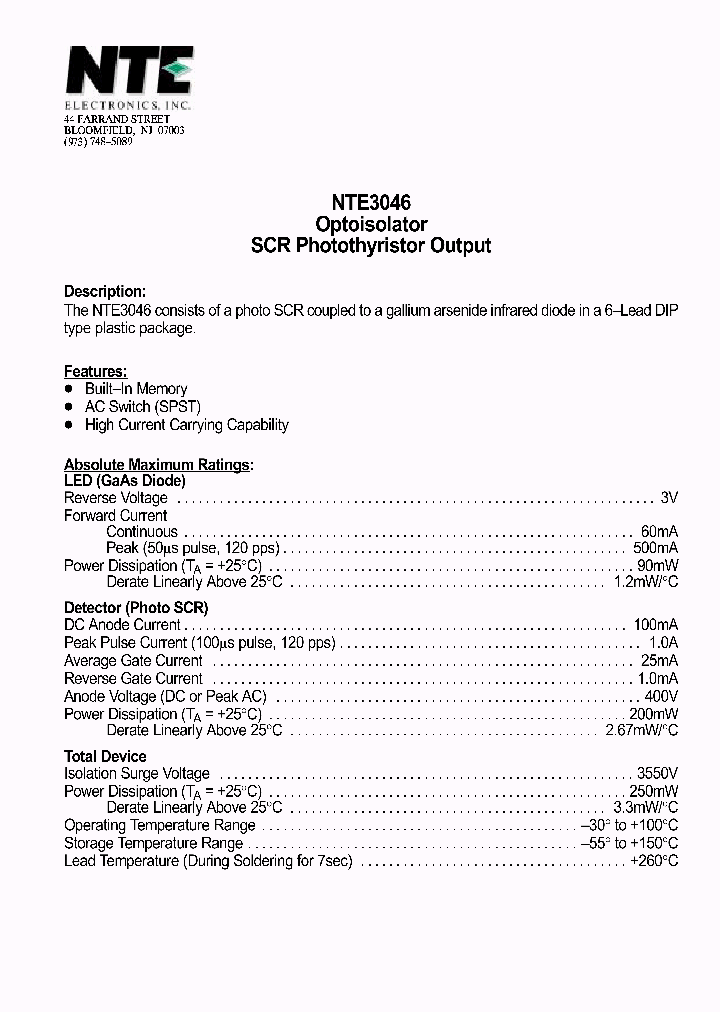 NTE3046_1142869.PDF Datasheet