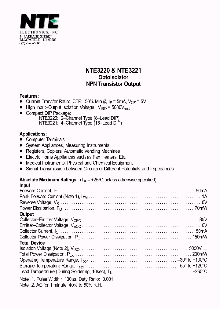 NTE3221_1290835.PDF Datasheet