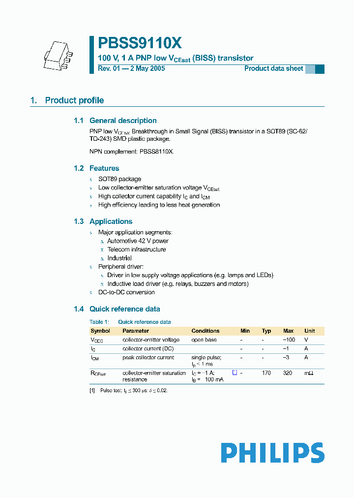 PBSS9110X_1088475.PDF Datasheet