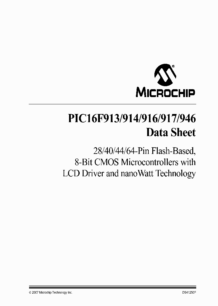 PIC16F946T-ISSQTP_1296142.PDF Datasheet