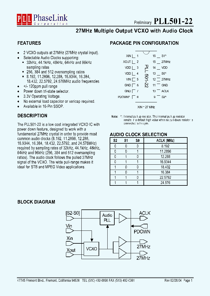 PLL501-22XC-R_1296519.PDF Datasheet