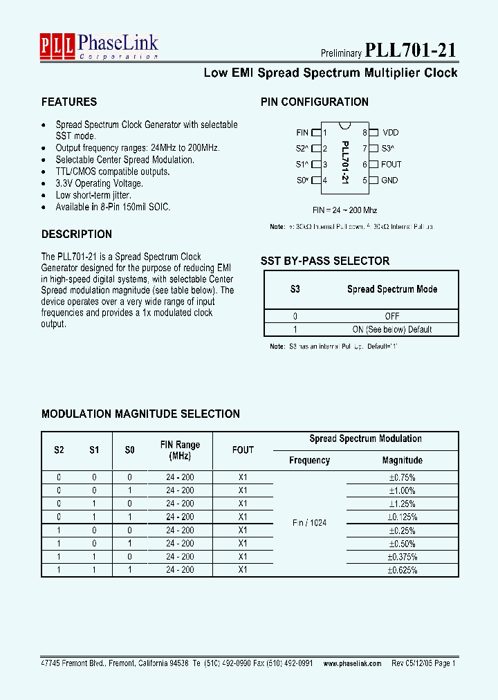 PLL701-21SI_1296554.PDF Datasheet