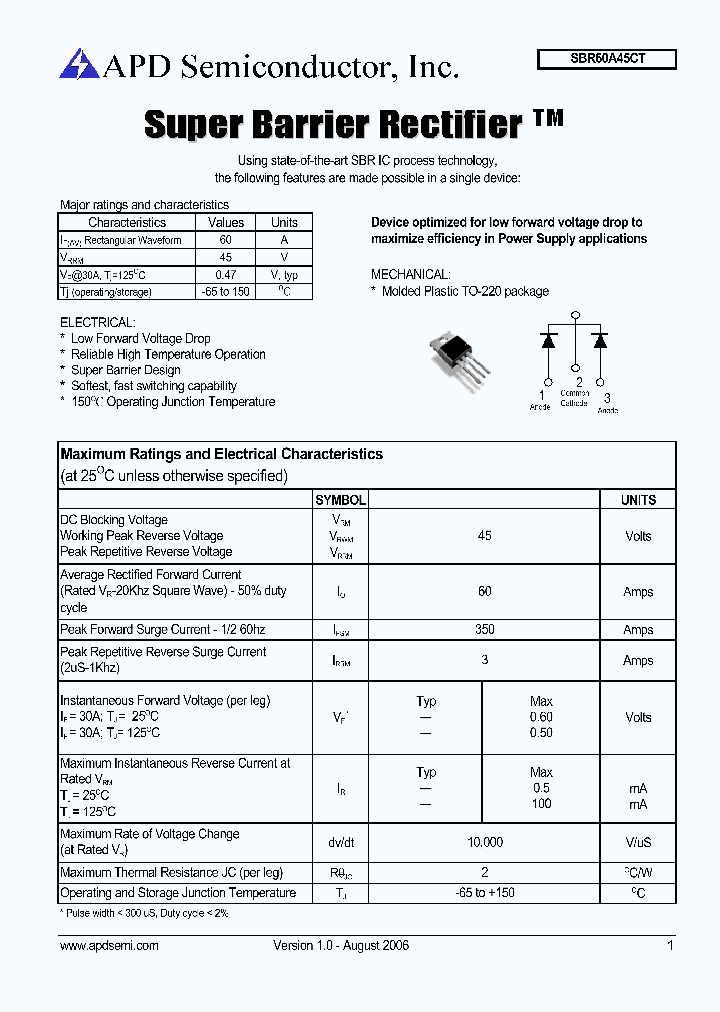 SBR60A45CT_1305434.PDF Datasheet