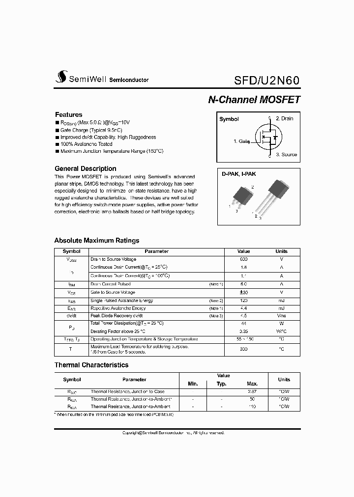 SFD2N60_1307411.PDF Datasheet