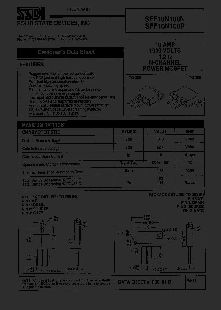 SFF10N100P_1307426.PDF Datasheet