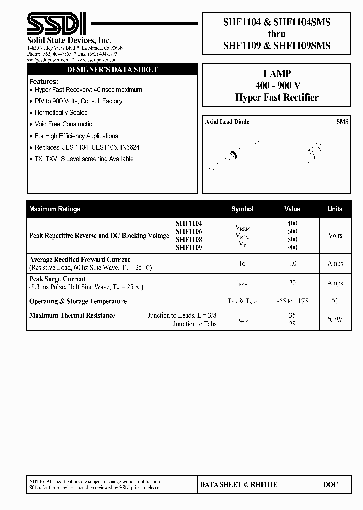 SHF1109SMS_1308563.PDF Datasheet