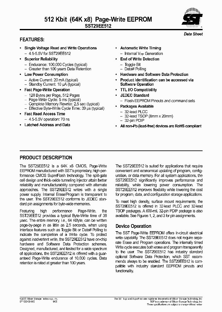 SST29EE512704IPHE_1317000.PDF Datasheet