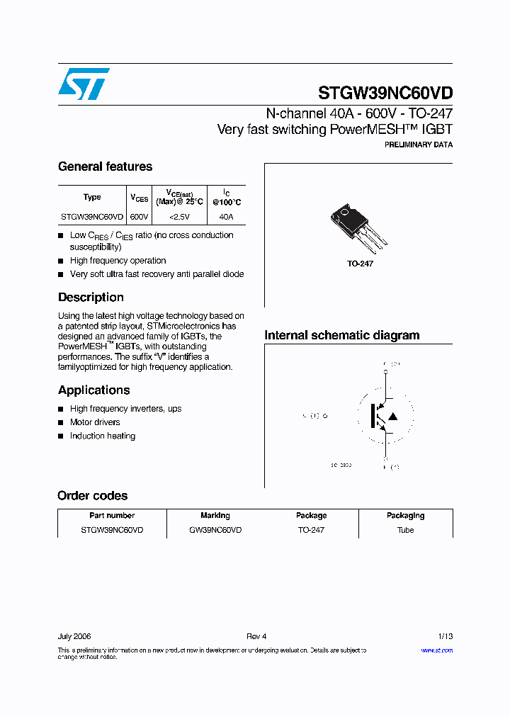 STGW39NC60VD_1107204.PDF Datasheet