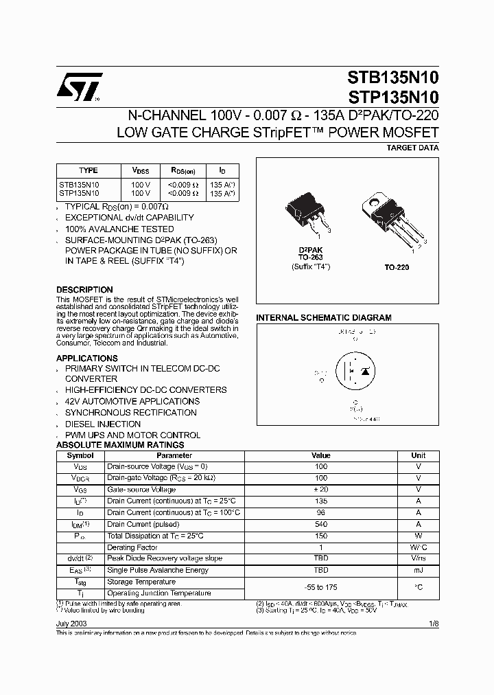 STP135N10_1318862.PDF Datasheet