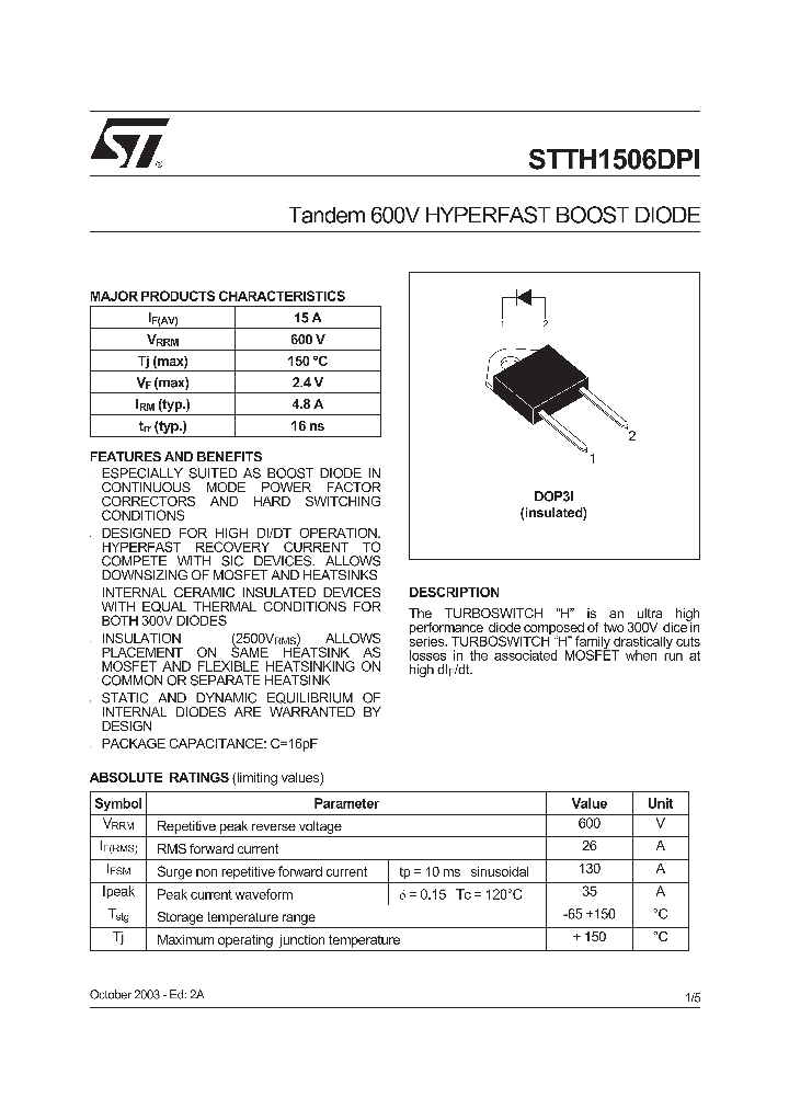 STTH1506DPI_1319455.PDF Datasheet