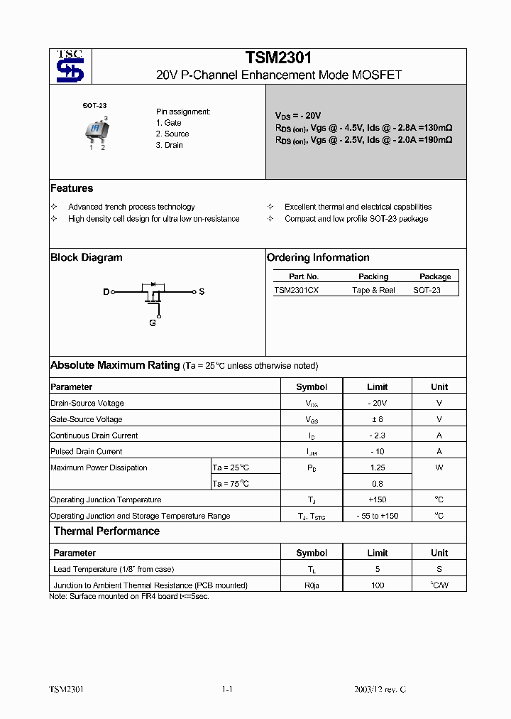 TSM2301CX_1329506.PDF Datasheet