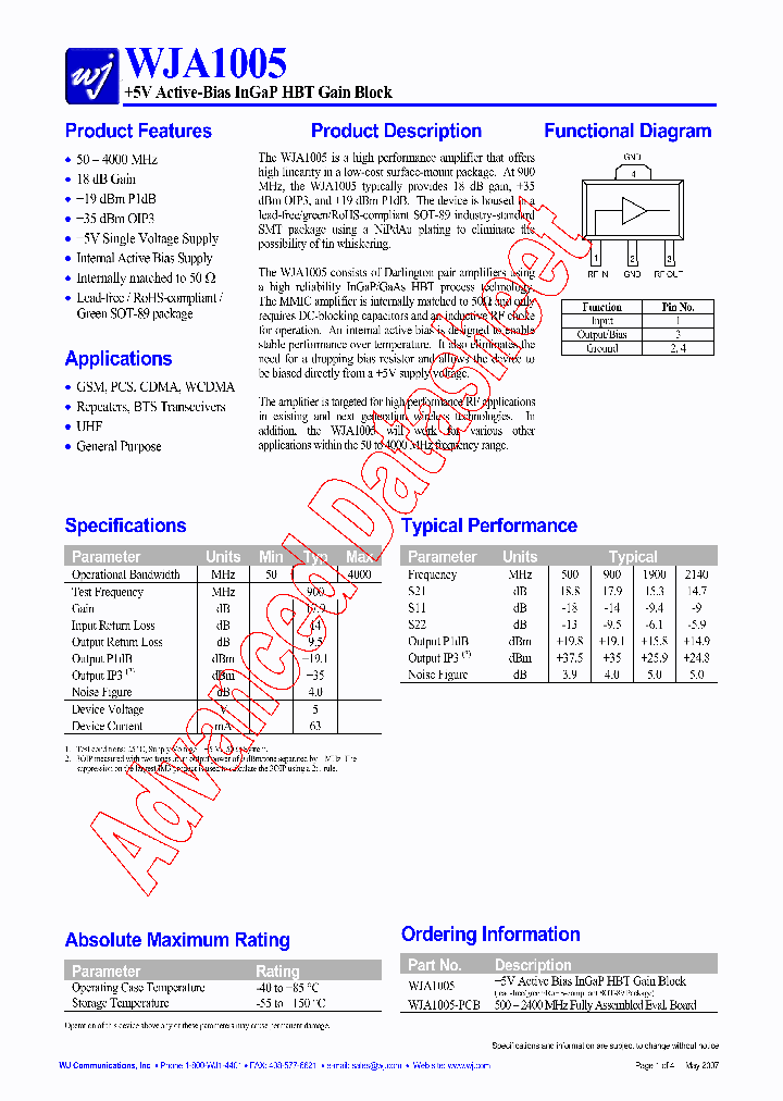 WJA1005-PCB_1336149.PDF Datasheet