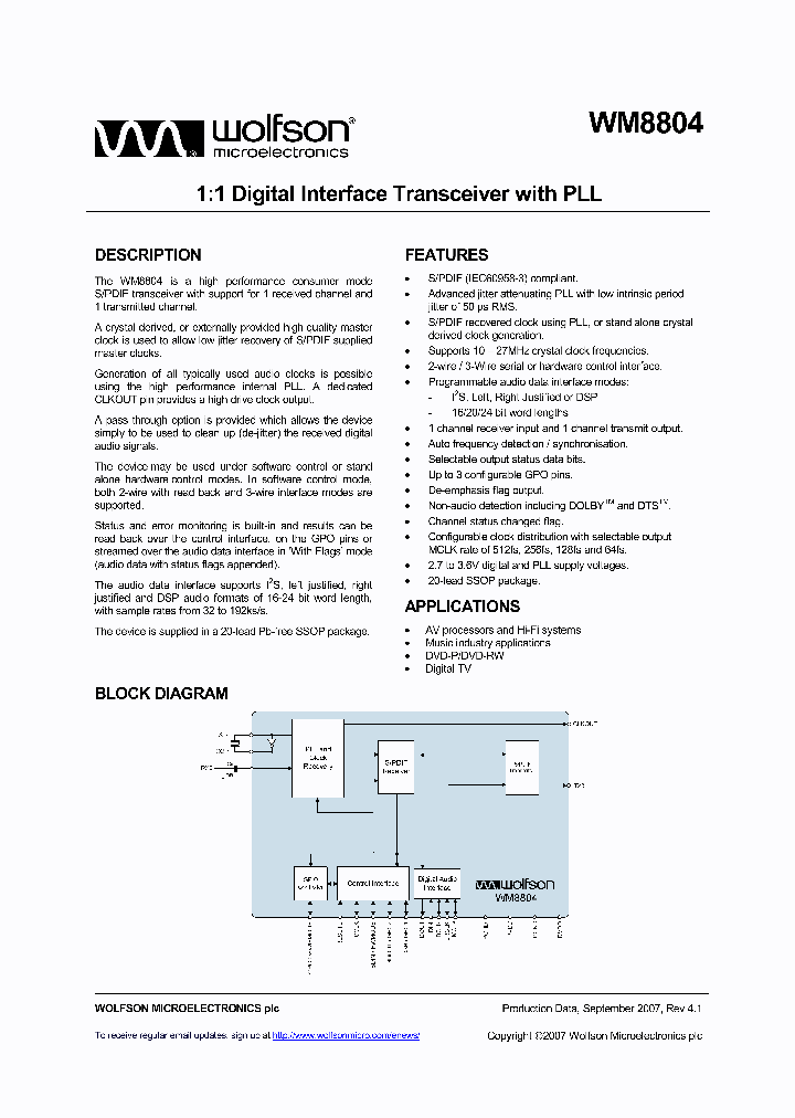 WM8804_1188216.PDF Datasheet