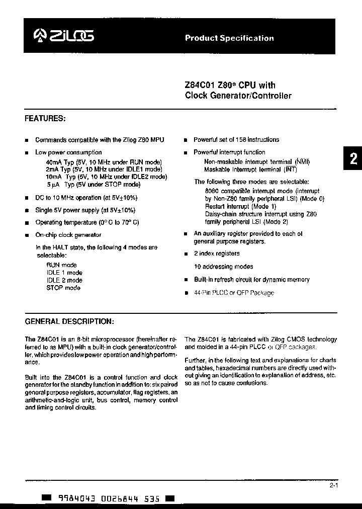 Z84C011_1086274.PDF Datasheet