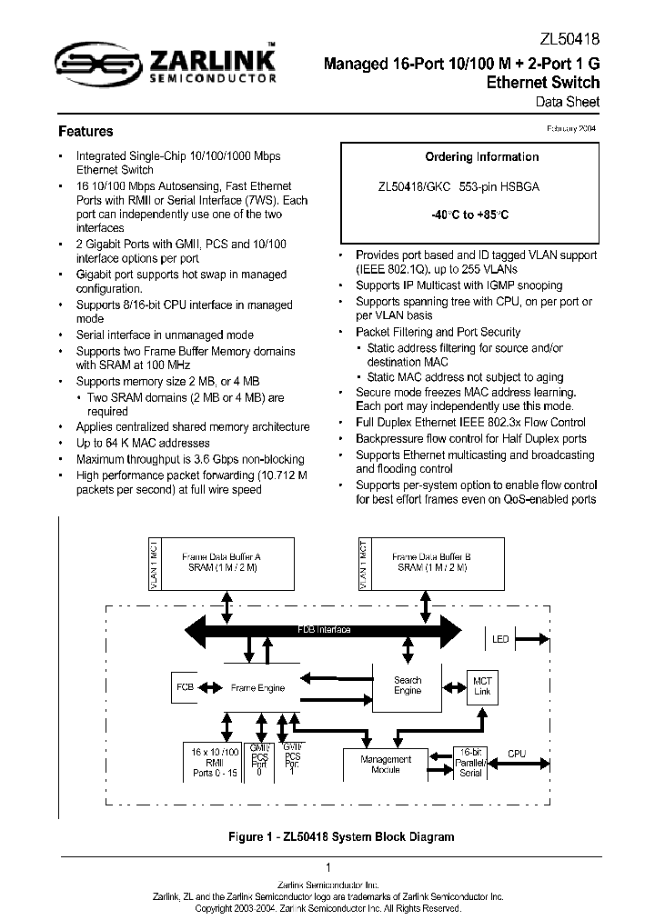 ZL50418GKC_1339220.PDF Datasheet