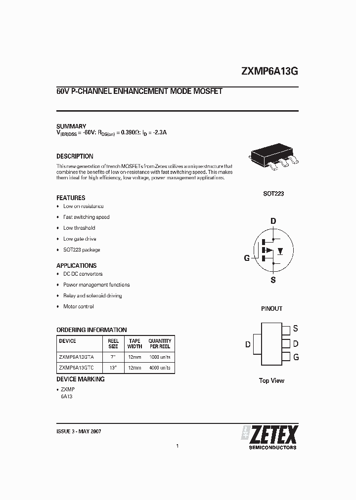 ZXMP6A13GTA_950762.PDF Datasheet