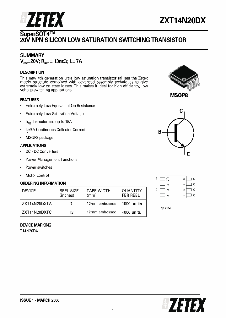 ZXT14N20DXTC_1339966.PDF Datasheet