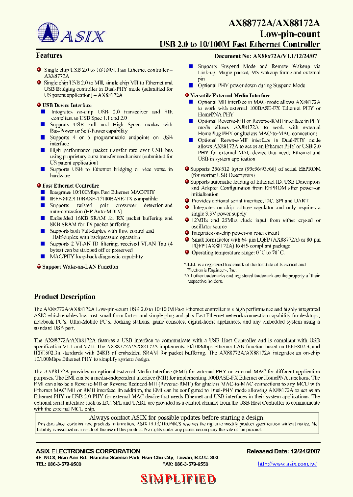 AX88772ALF_4132732.PDF Datasheet