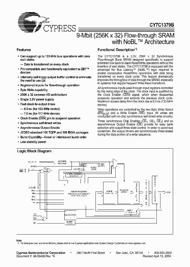 CY7C1379B-117AC_4149417.PDF Datasheet