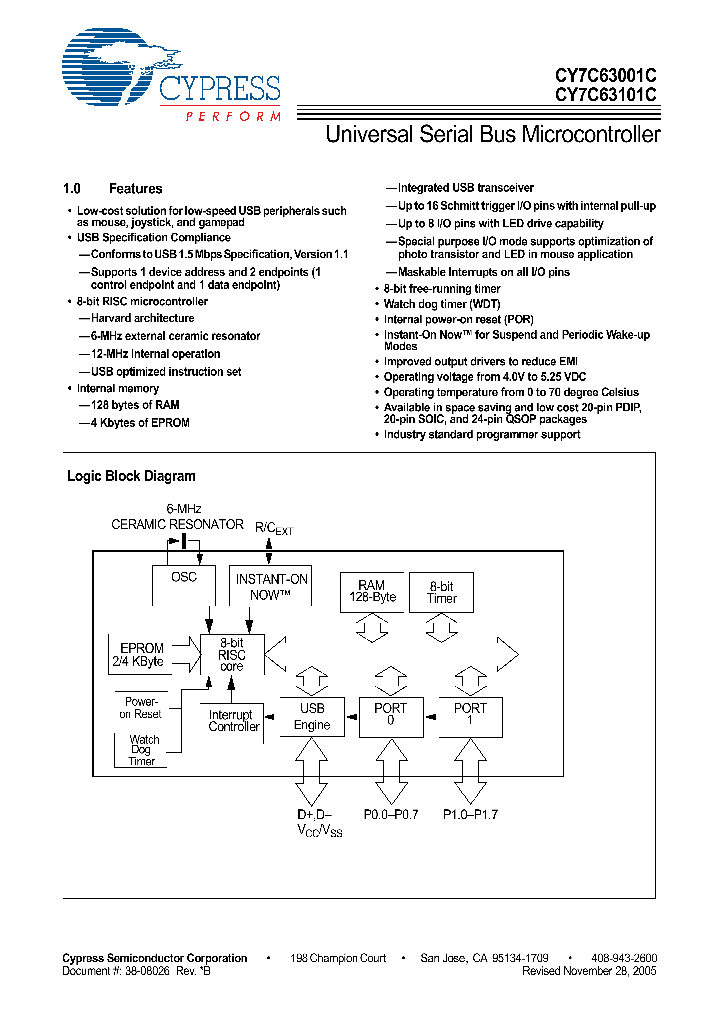 CY7C63001C-SXC_4148296.PDF Datasheet