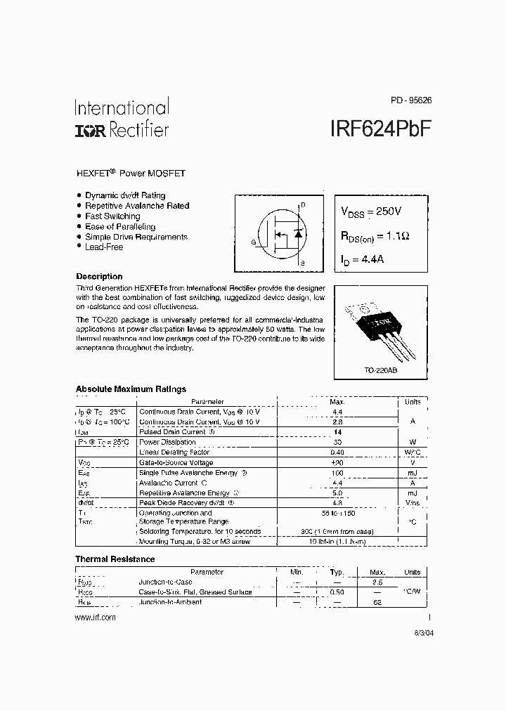 IRF624PBF_4129918.PDF Datasheet