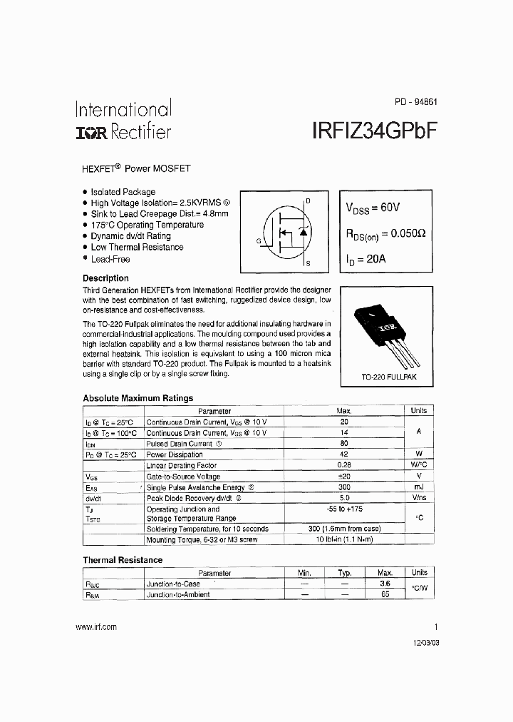 IRFIZ34GPBF_4130157.PDF Datasheet