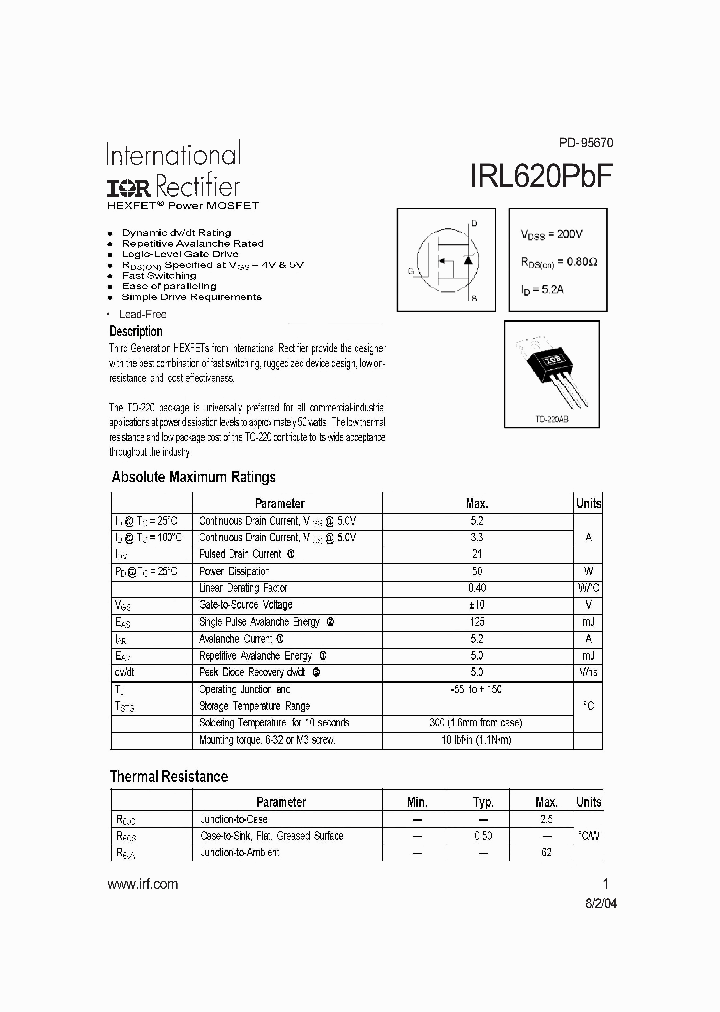 IRL620PBF_4115158.PDF Datasheet