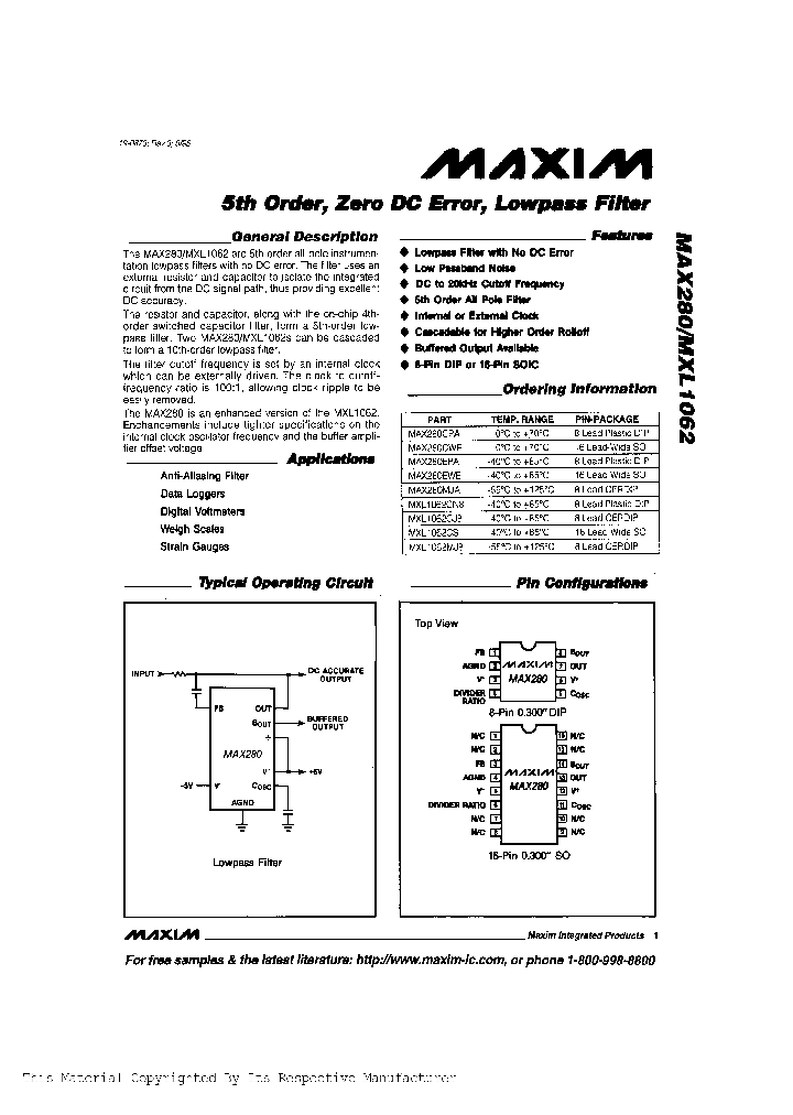 MAX280CPANBSP_4108287.PDF Datasheet