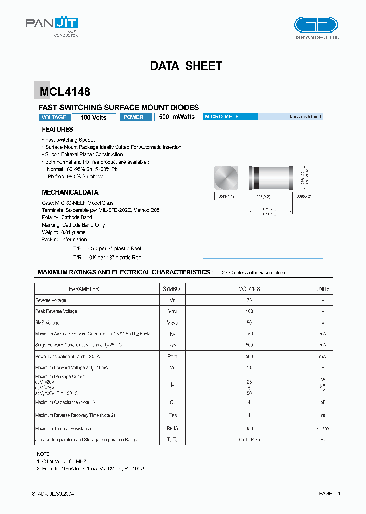 MCL4148_4109674.PDF Datasheet