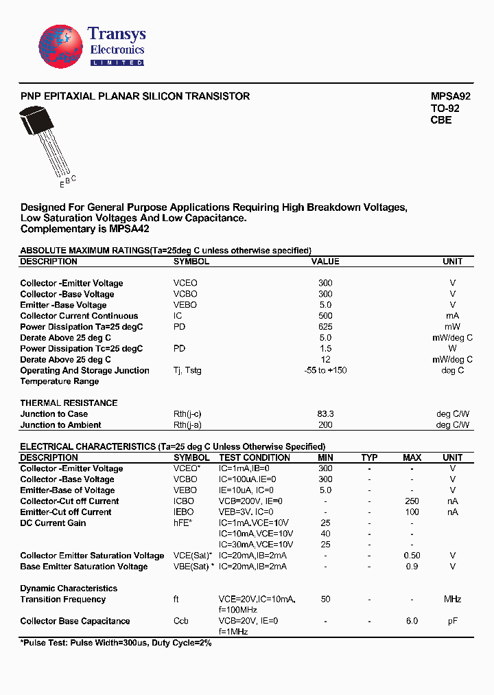 MPSA92_4106426.PDF Datasheet