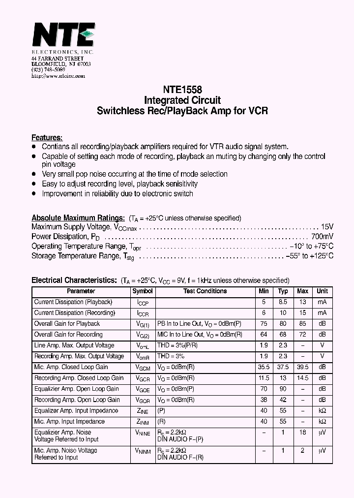 NTE1558_4133489.PDF Datasheet