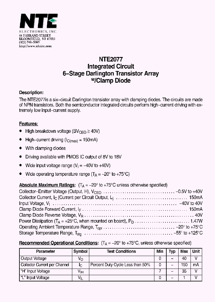 NTE2077_4138519.PDF Datasheet